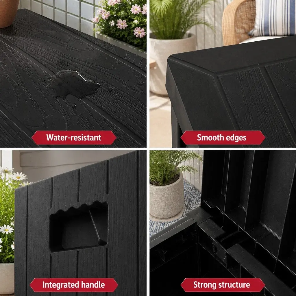 Outdoor Storage Box Weather-resistant Polypropylene 195L Black