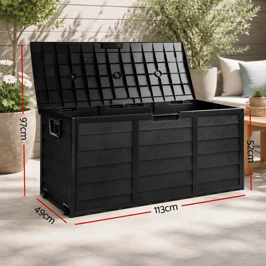 Outdoor Storage Box Black 290L Weather Resistant Lockable Garden Organizer