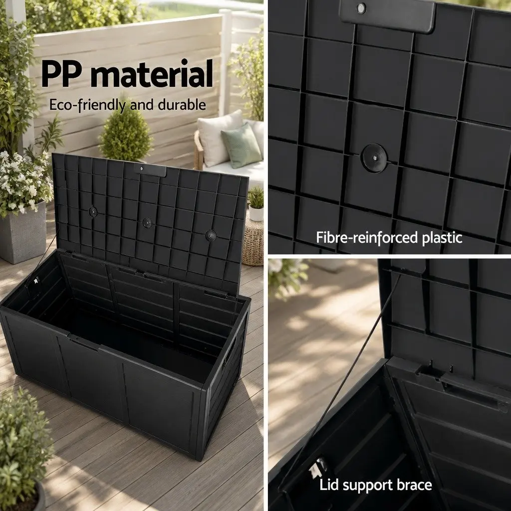 Outdoor Storage Box Black 290L Weather Resistant Lockable Garden Organizer