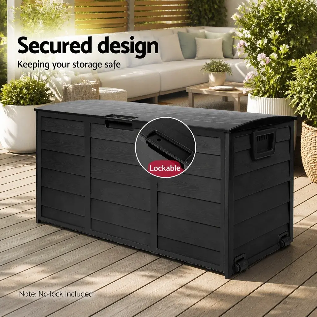 Outdoor Storage Box Black 290L Weather Resistant Lockable Garden Organizer