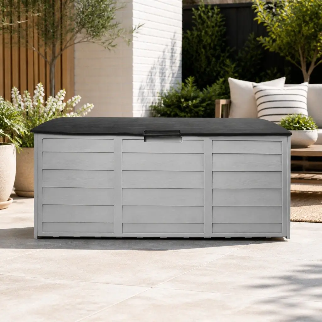 Outdoor Storage Box 290L Lockable Garden Deck Shed Tool Organiser with Wheels