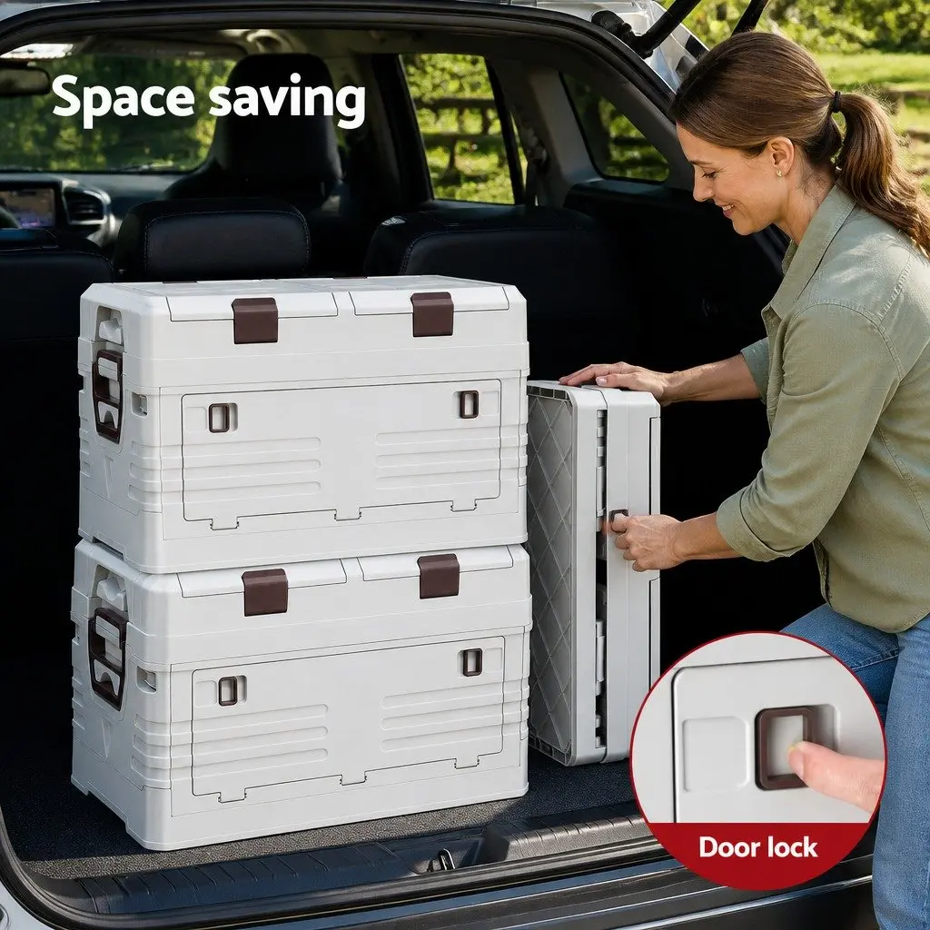 Outdoor Storage Box Collapsible Portable 40L Beige