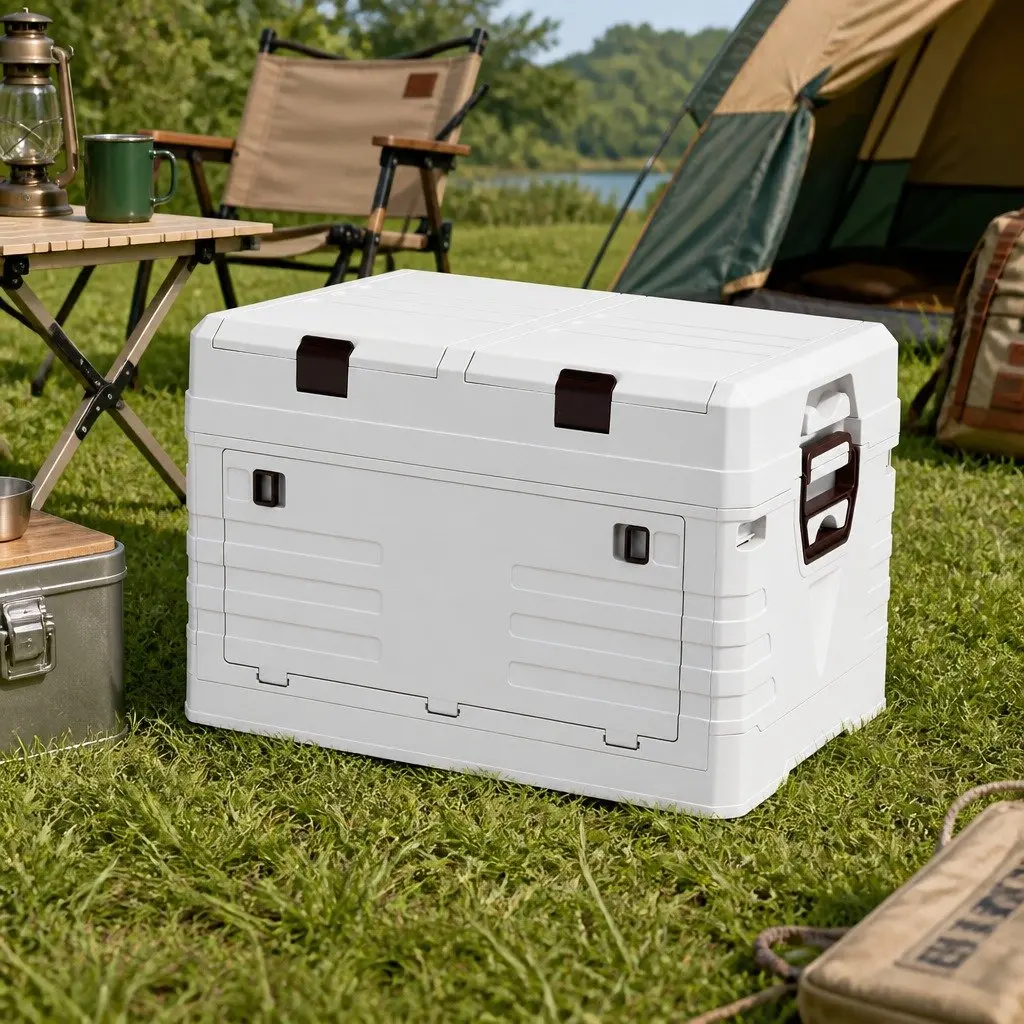 Outdoor Storage Box Collapsible Portable 40L Beige