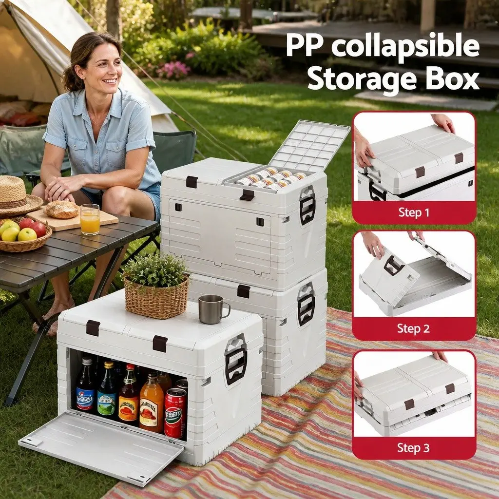 Outdoor Storage Box Collapsible 60L Beige