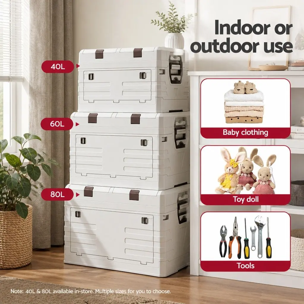 Outdoor Storage Box Collapsible 60L Beige