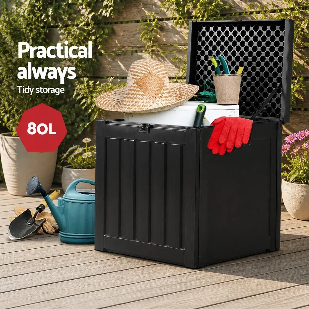 Outdoor Storage Box Lockable 80L Polypropylene Black