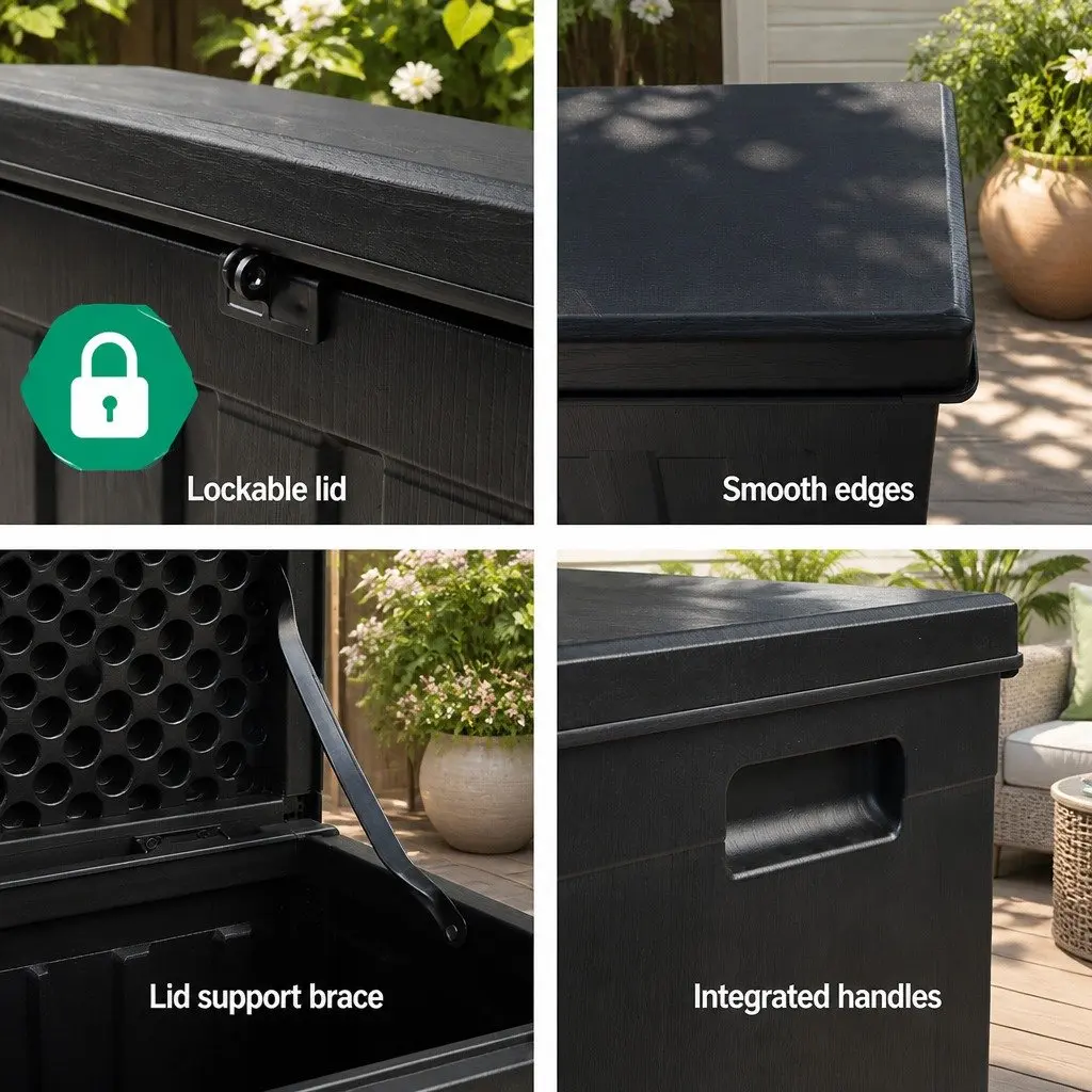 Outdoor Storage Box Lockable 80L Polypropylene Black