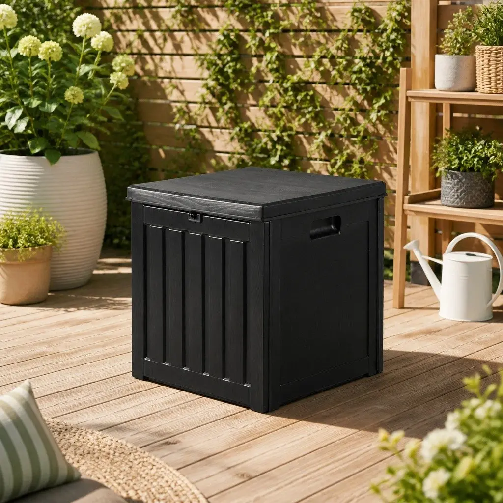 Outdoor Storage Box Lockable 80L Polypropylene Black