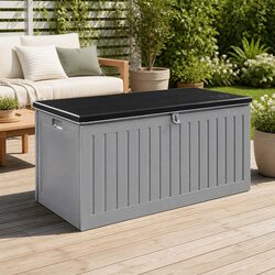 Outdoor Storage Box 270L Garden Bench Container Lockable Tool Shed Dark Grey