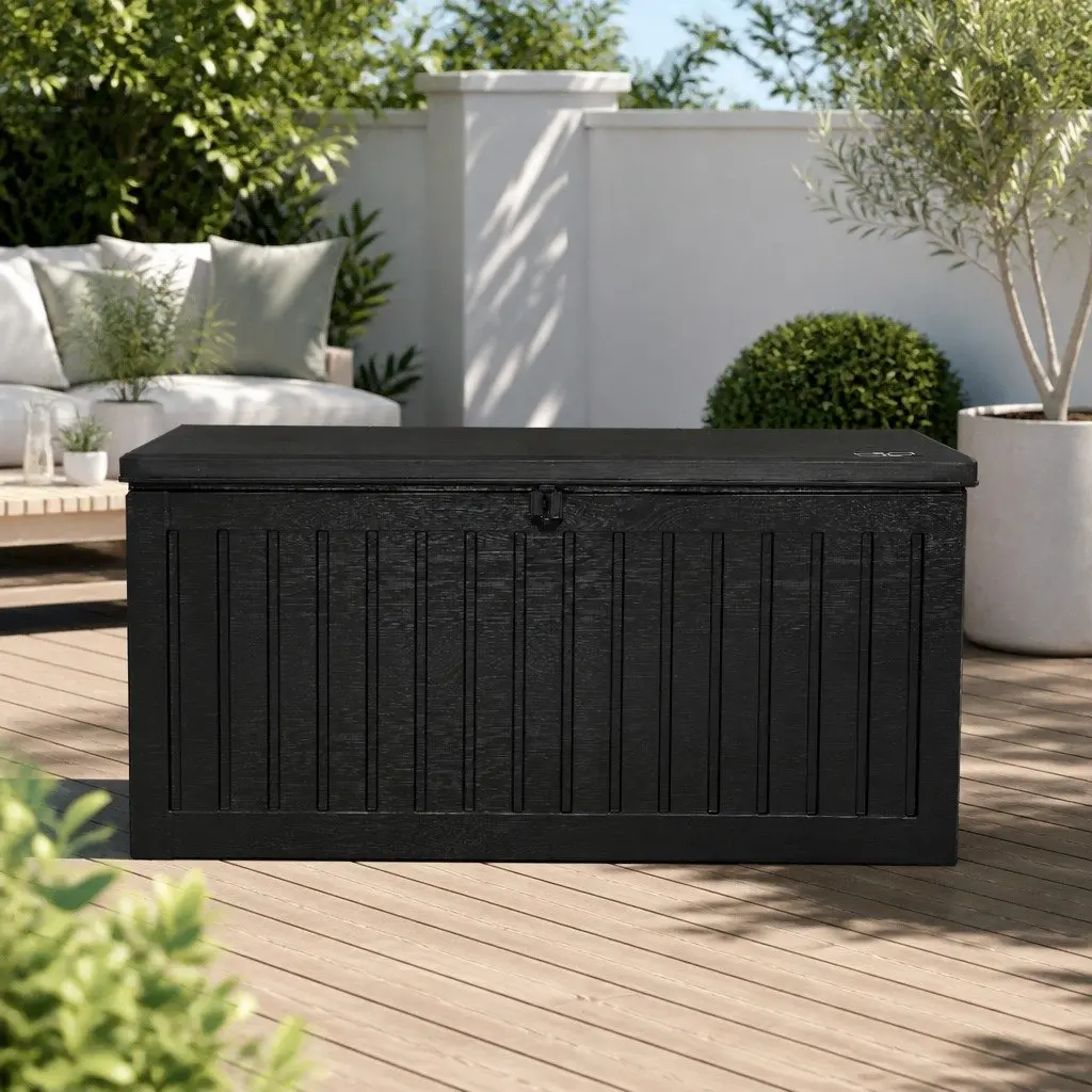 Outdoor Storage Box Weather-Resistant Polypropylene 270L Black