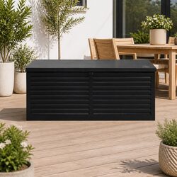 Outdoor Storage Box 390L Lockable Garden Bench Shed Container Tools Toys Black