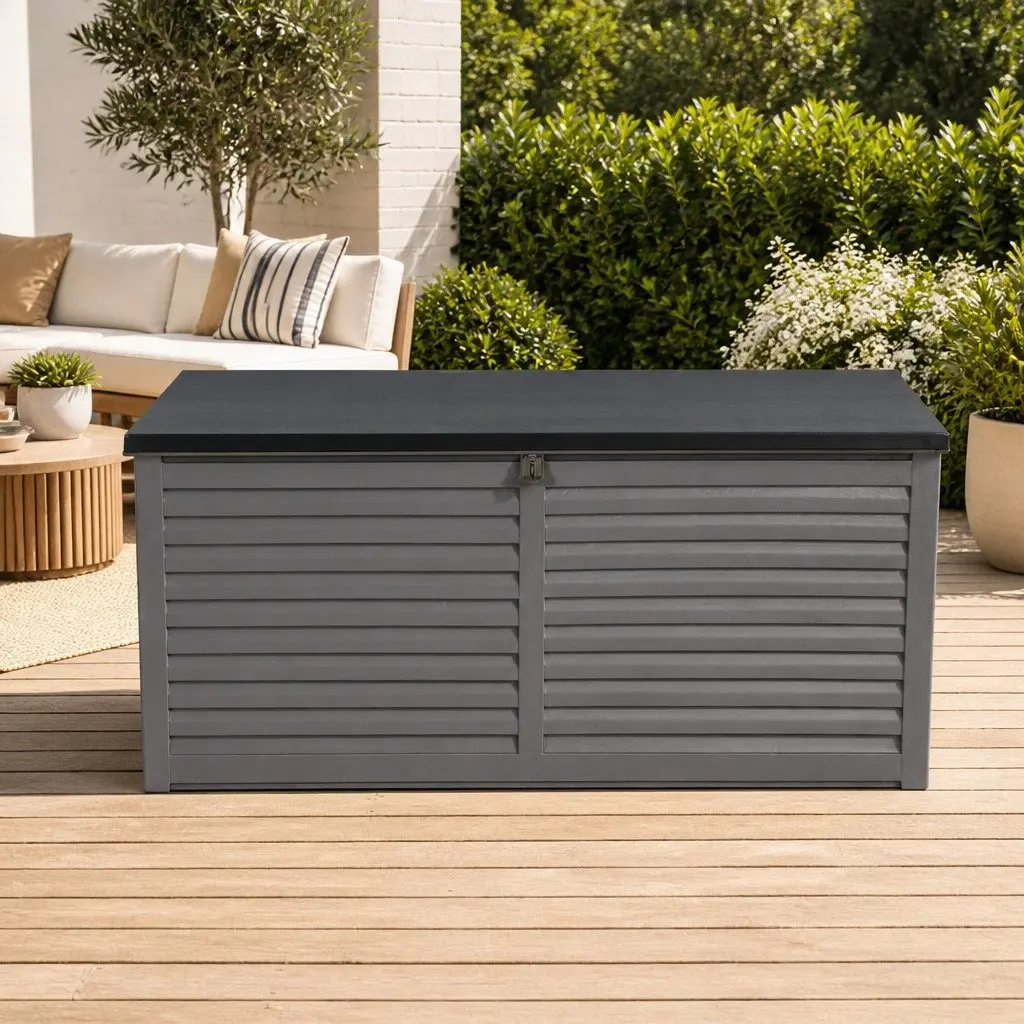 Outdoor Storage Box 490L Lockable Garden Bench Seat Tools Toy Container Grey