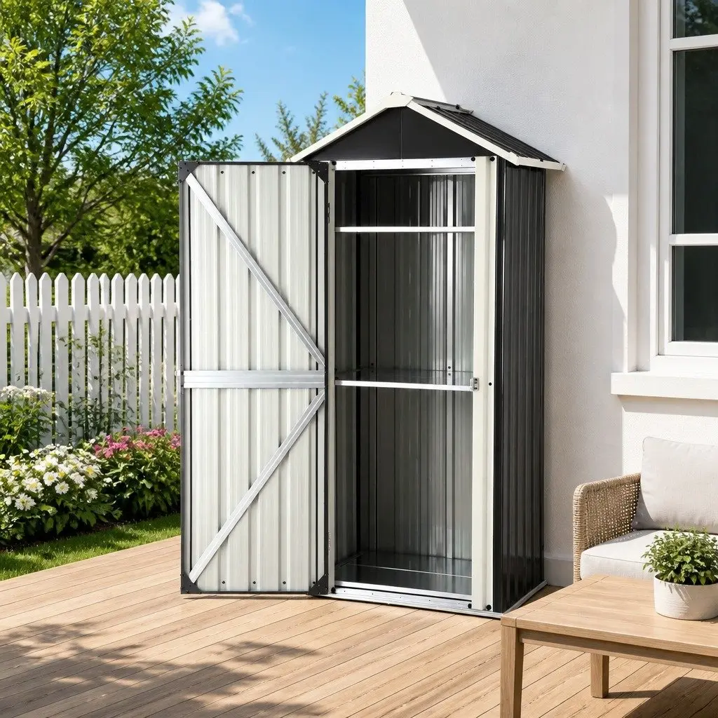 Outdoor Storage Cabinet Galvanised Steel Vertical Black