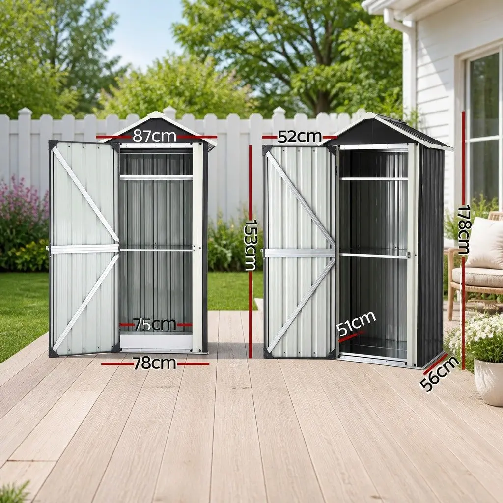 Outdoor Storage Cabinet Galvanised Steel Vertical Black