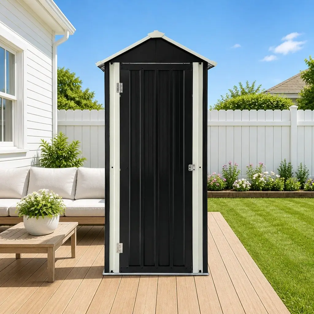 Outdoor Storage Cabinet Galvanised Steel Vertical Black