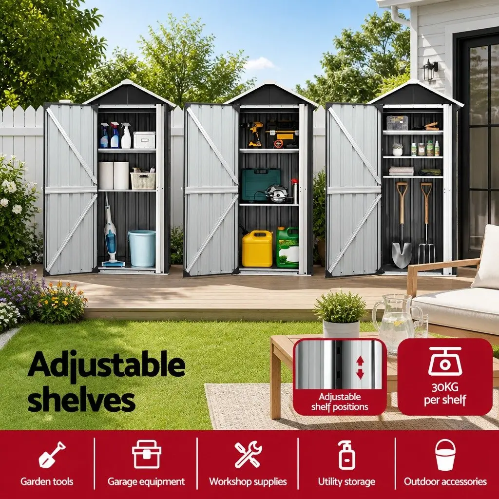 Outdoor Storage Cabinet Galvanised Steel Vertical Black