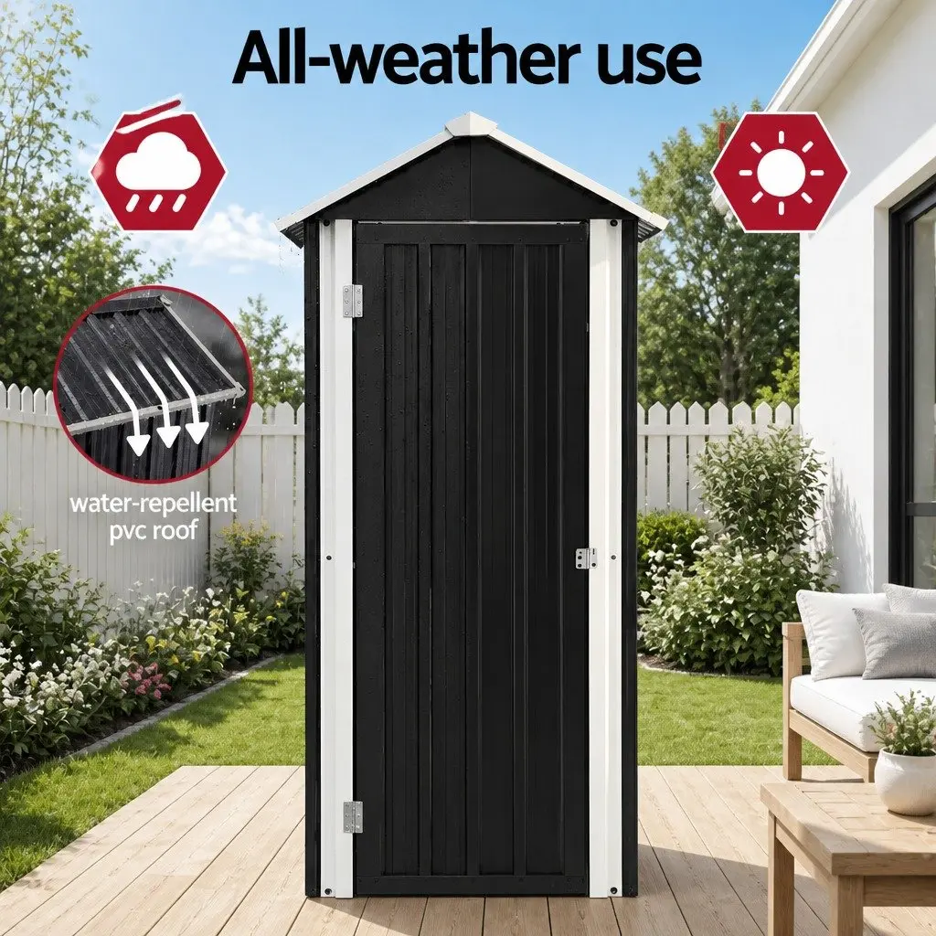 Outdoor Storage Cabinet Galvanised Steel Vertical Black