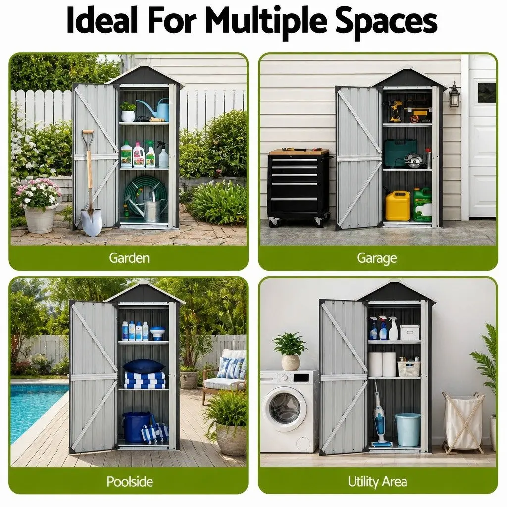 Outdoor Storage Cabinet Galvanised Steel Vertical Black