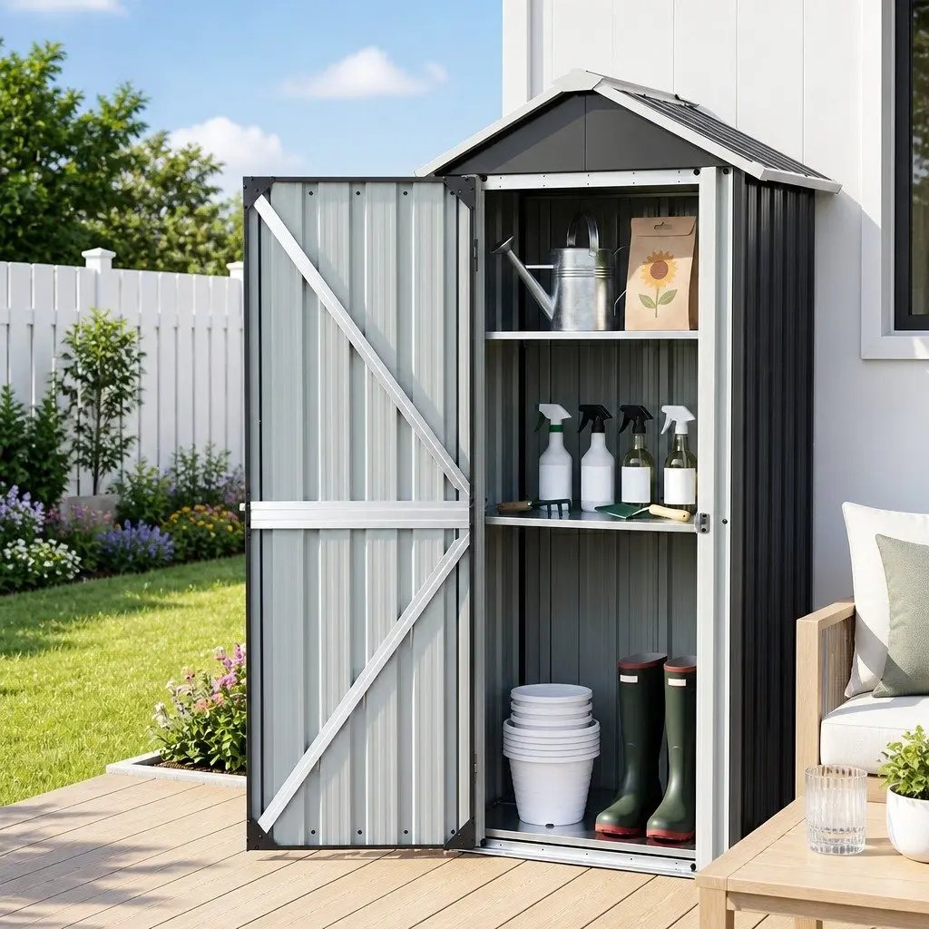 Outdoor Storage Cabinet Galvanised Steel Vertical Black