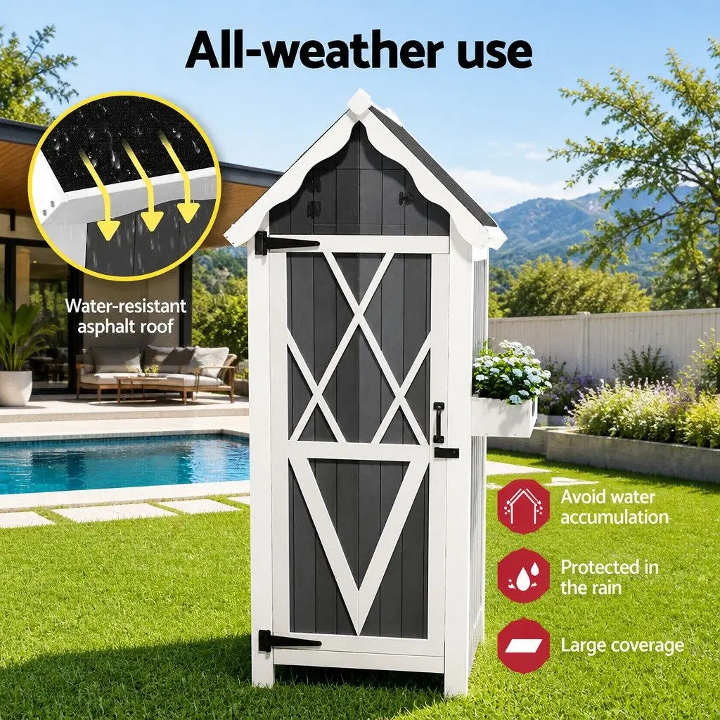 Outdoor Storage Cabinet Wooden Shed Box Garden Furniture 3-Tier Shelving Chest