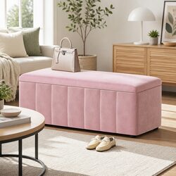 Practical Pink Velvet Ottoman - Lift Top for Your Space