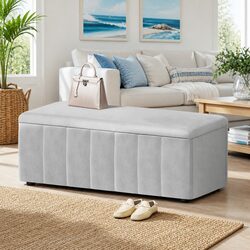Practical Grey Ottoman for Living Room Storage Solutions 103cm
