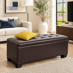Practical Brown Storage Ottoman with Lift-Up Lid for Your Home