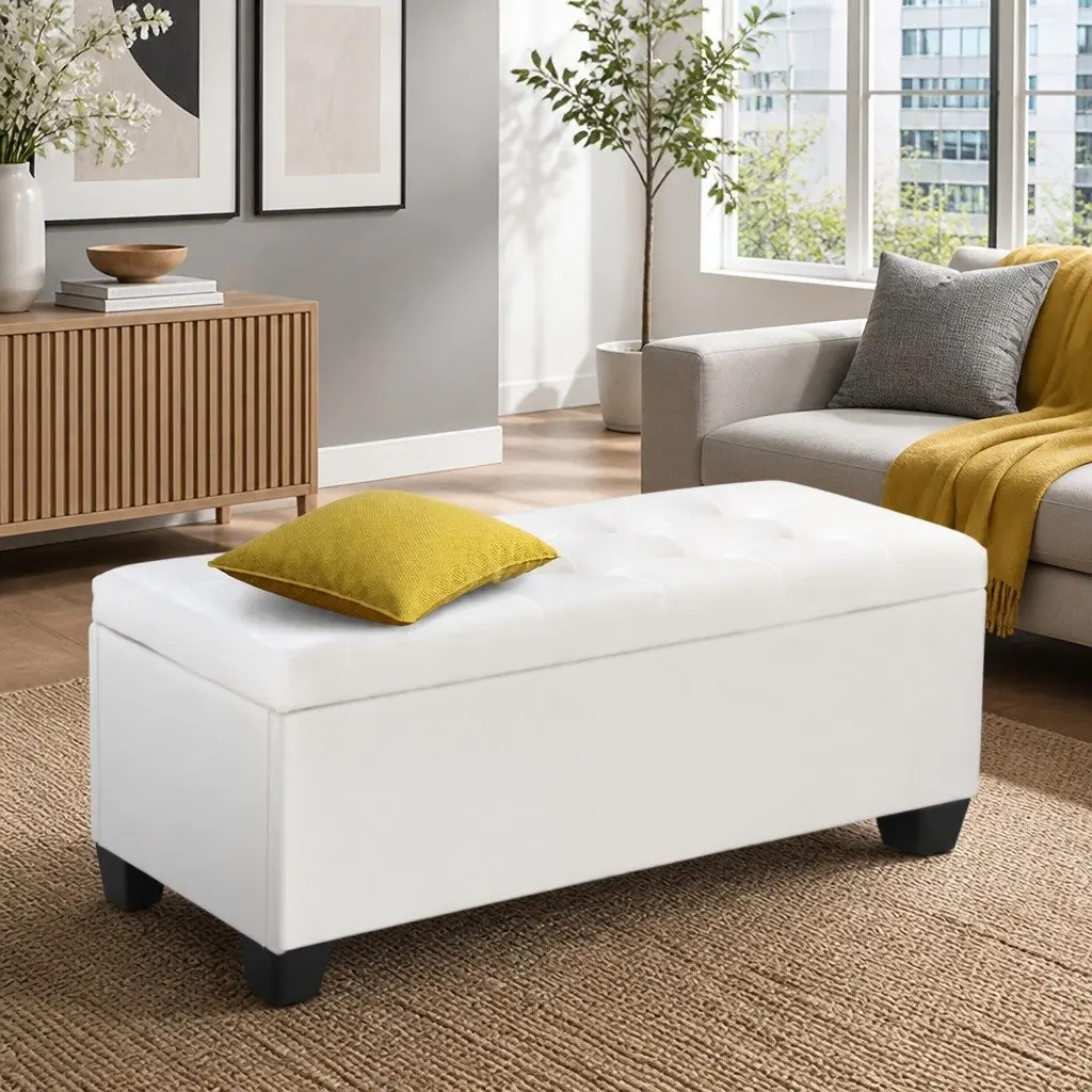 White Ottoman for Living Areas