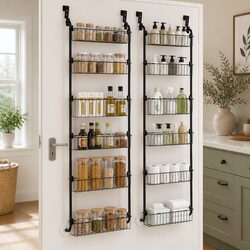 Practical 6-Tier Over Door Organiser for Kitchen and Bathroom Use