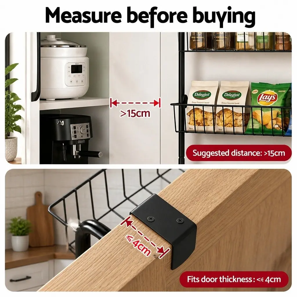 Over Door Storage Organiser 6-Tier Metal Rack Hanger Hook Black Set of 2