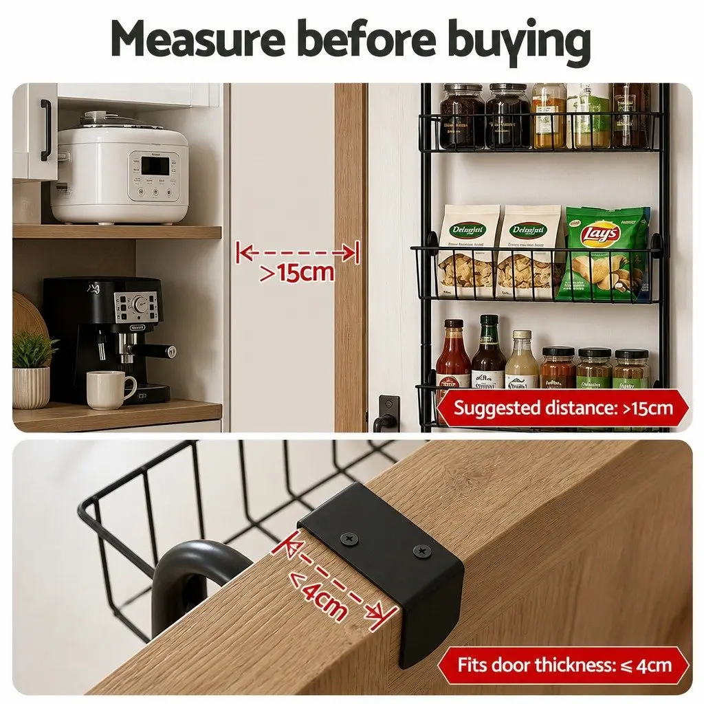 Over Door Storage Organiser Metal 6-Tier Rack 45cm x 15cm x 126cm Black