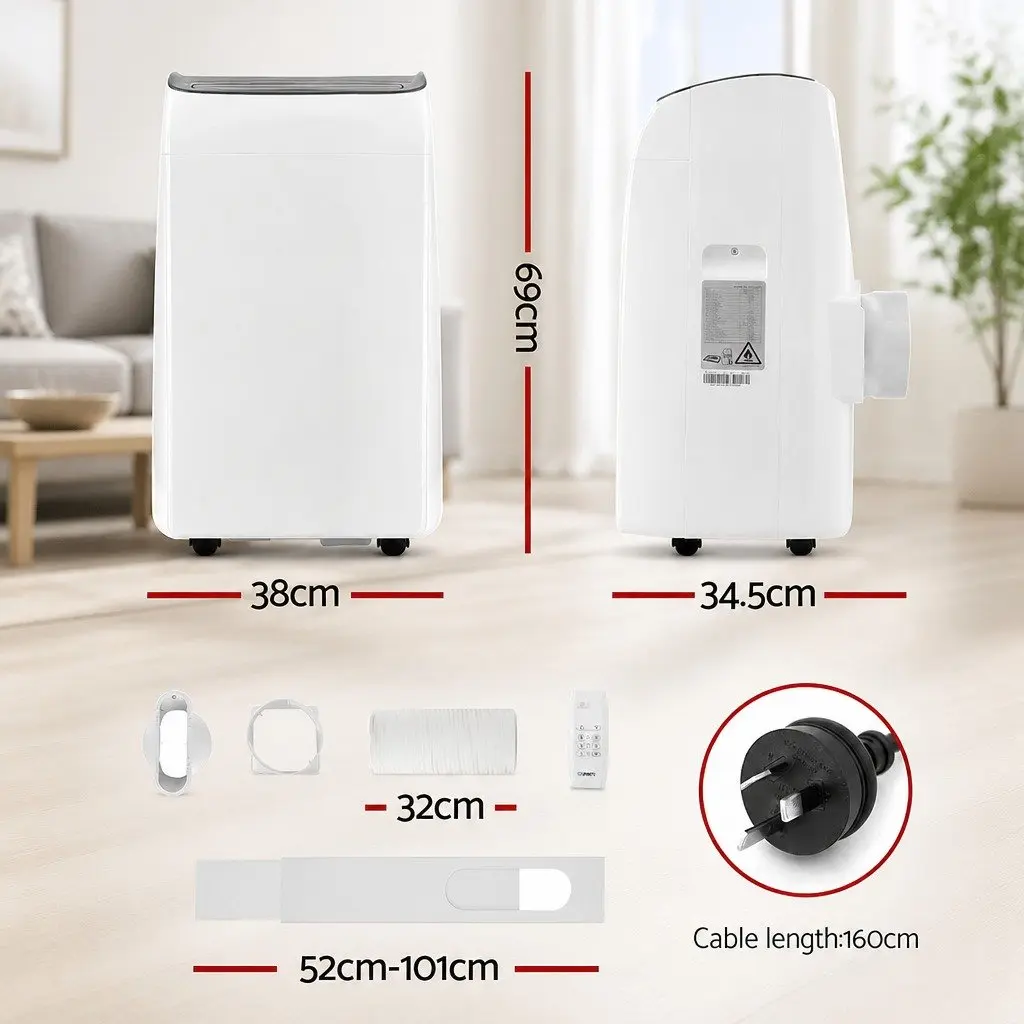 Portable Air Conditioner 3in1 White 12000BTU Cooling Dehumidifier Fan with Remote Control