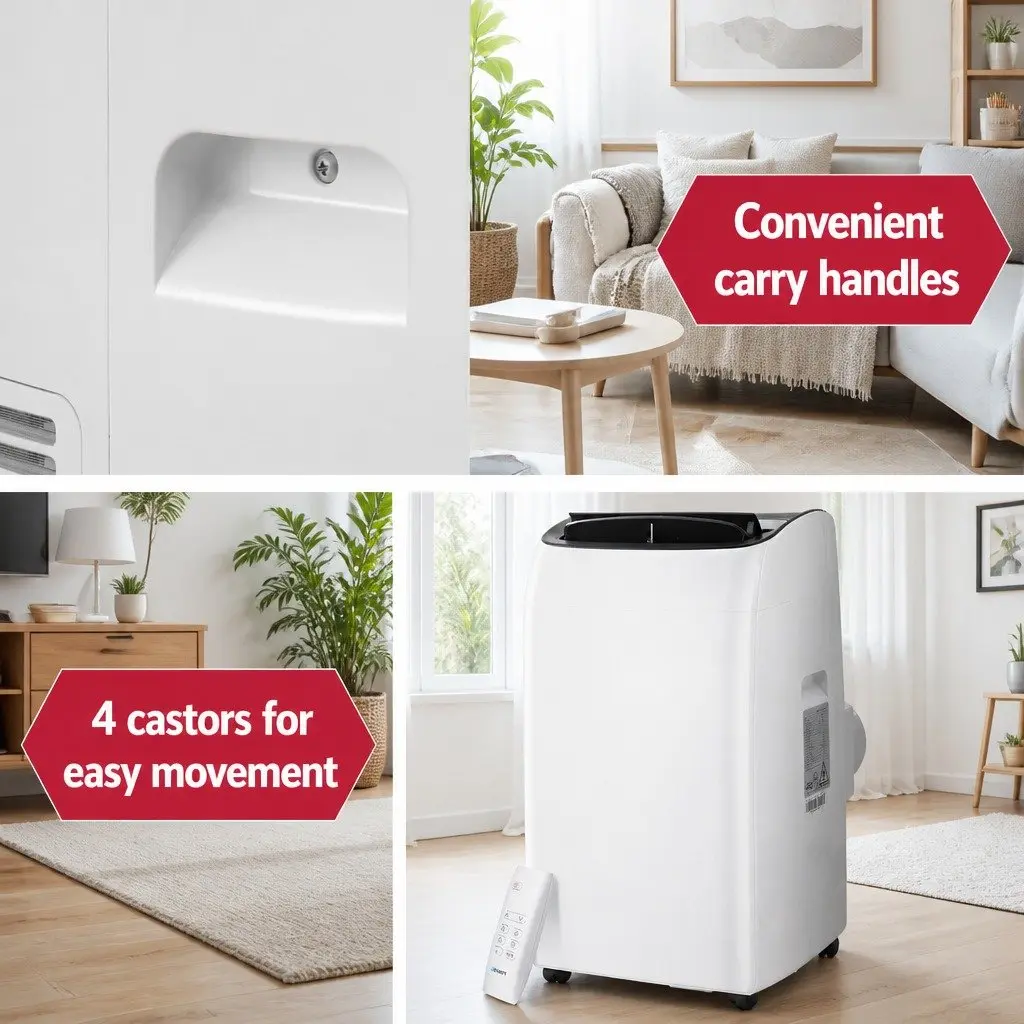 Portable Air Conditioner 3in1 White 12000BTU Cooling Dehumidifier Fan with Remote Control