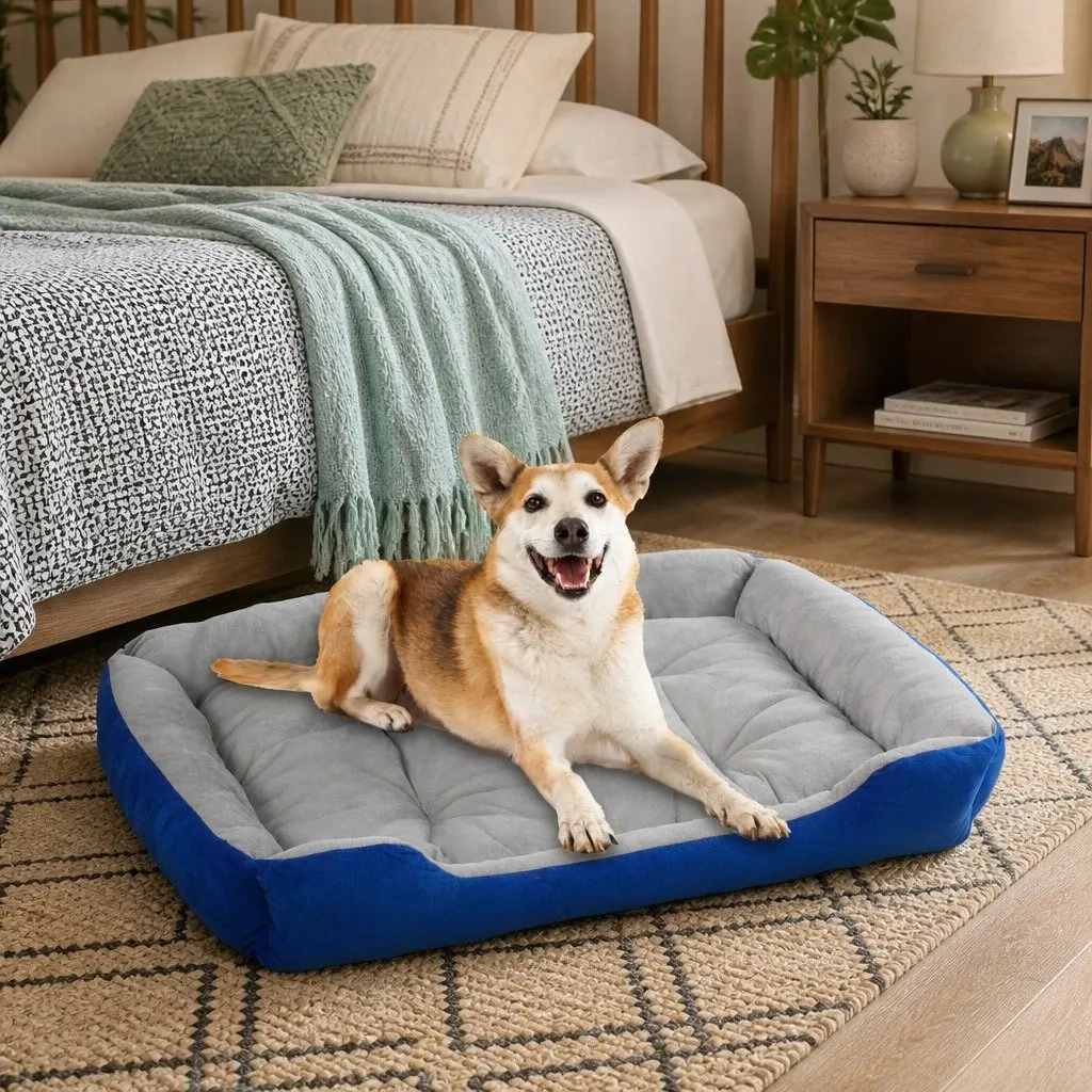 Pet Bed Mattress Oxford Cloth PP Cotton Large Navy Washable Soft Cushion Sleep Mat
