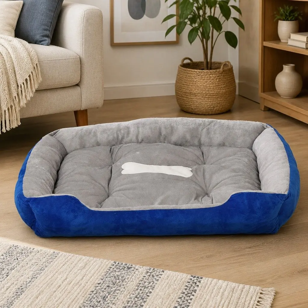 Pet Bed Dog Beds Mattress Medium M Navy Soft Warm Comfortable Sleep Bedding