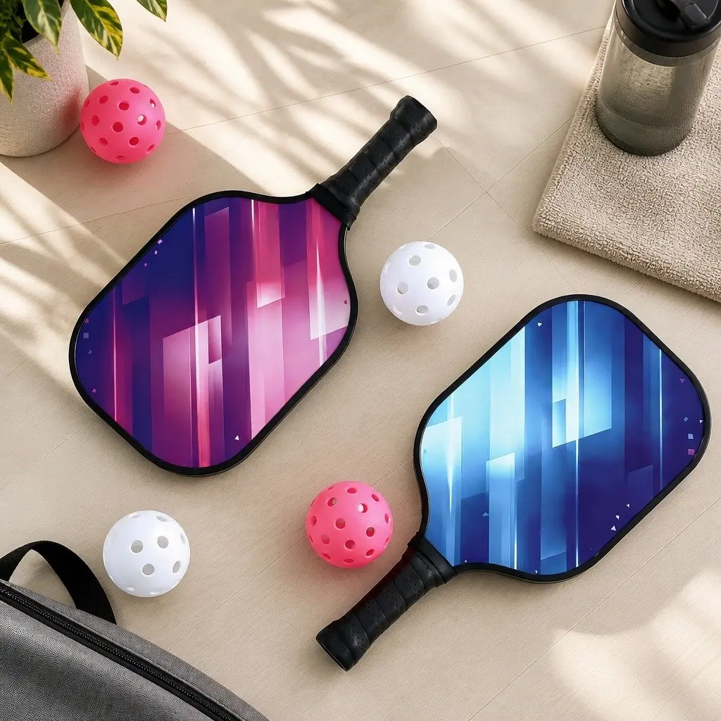 Pickleball Paddle Set Honeycomb Core Fibreglass 40 x 20 cm Blue Purple