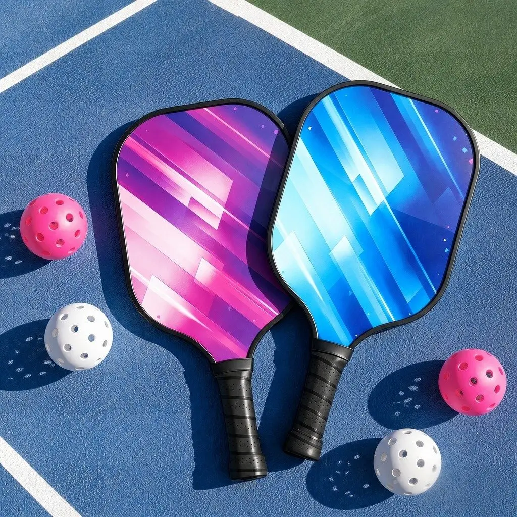 Pickleball Paddle Set Honeycomb Core Fibreglass 40 x 20 cm Blue Purple