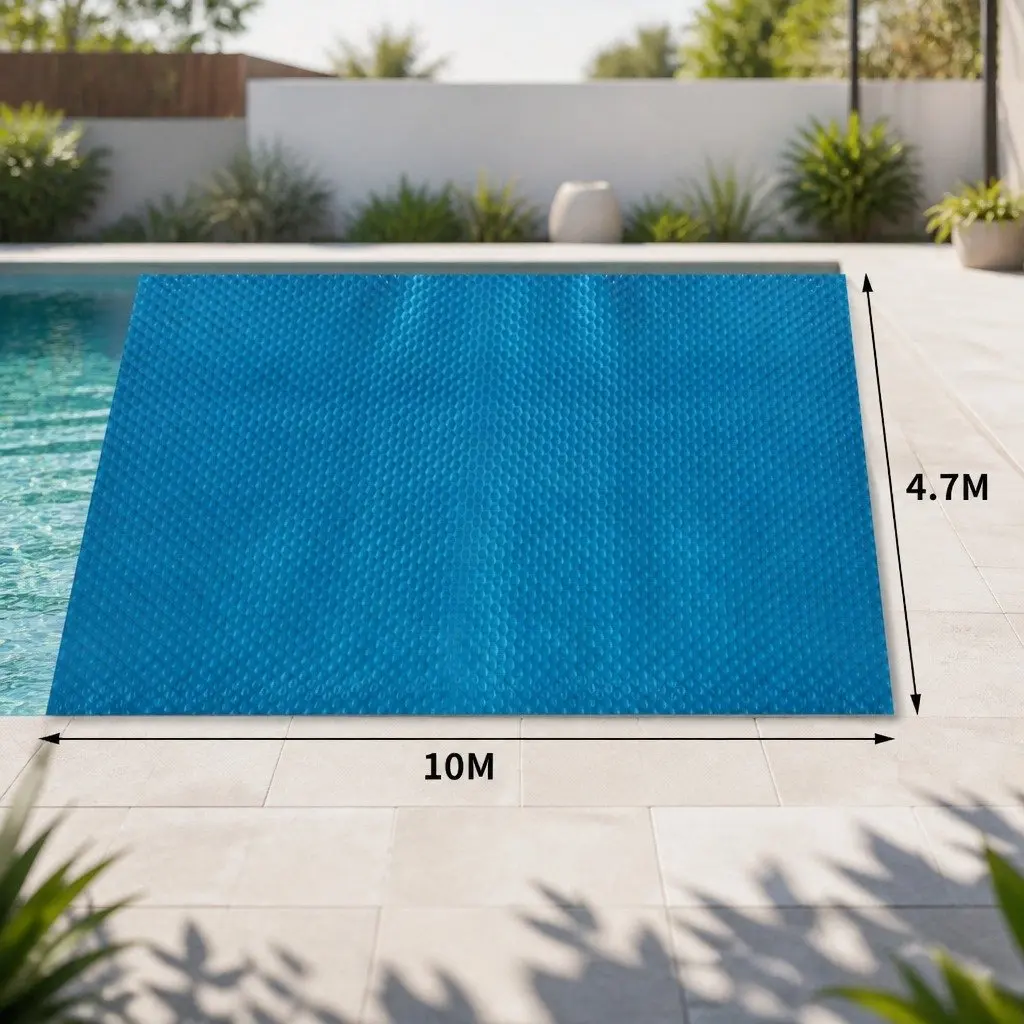 Solar Swimming Pool Cover 10m x 4.7m 400 Micron Bubble Blue Silver