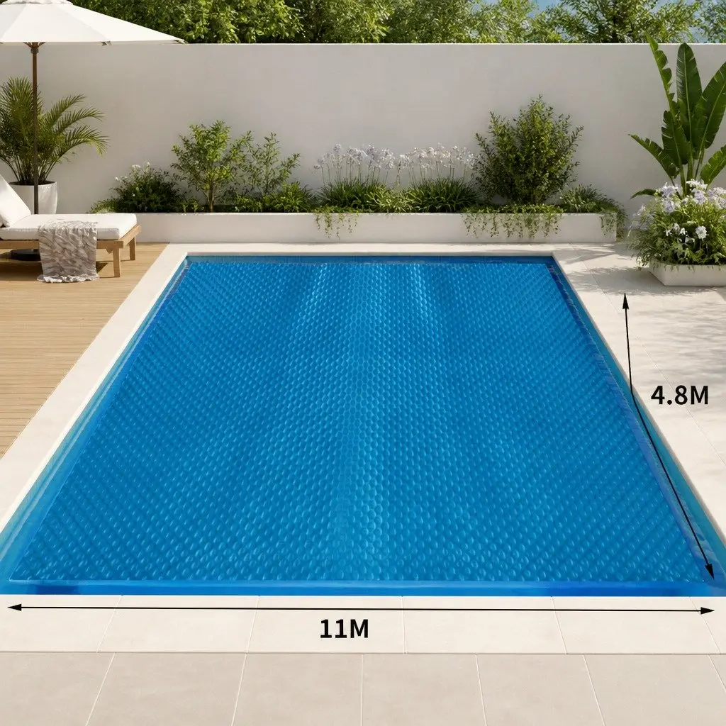 Solar Pool Cover Blue Silver 11m x 4.8m 400 Micron Bubble Heat Retention
