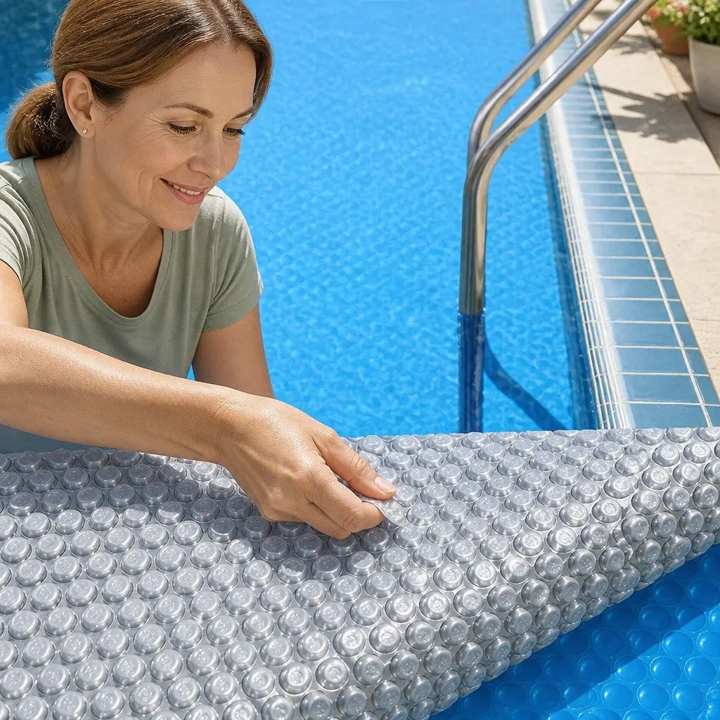Solar Pool Cover Blue Silver 11m x 4.8m 400 Micron Bubble Heat Retention