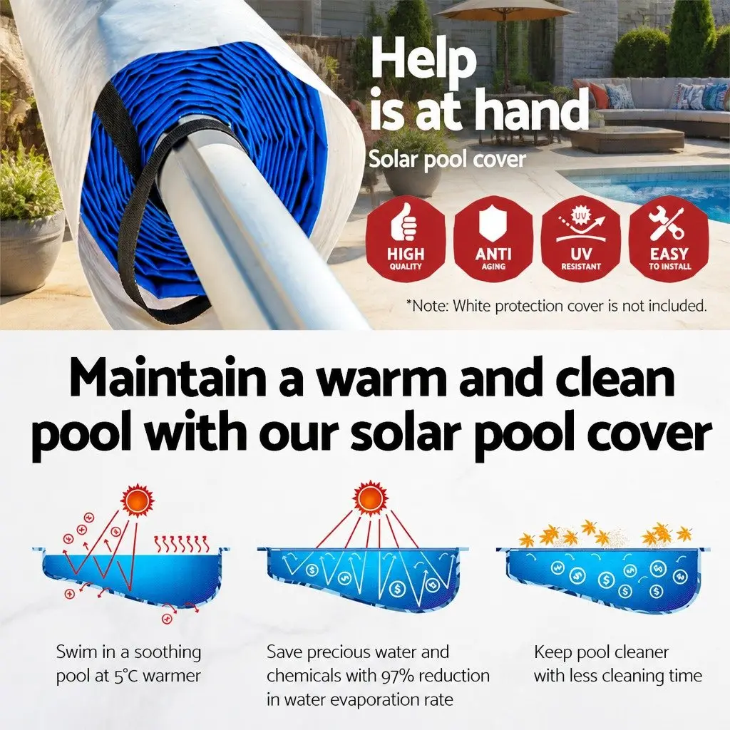 Pool Cover 500 Micron Blue 10x4m with Aluminium Roller Kit