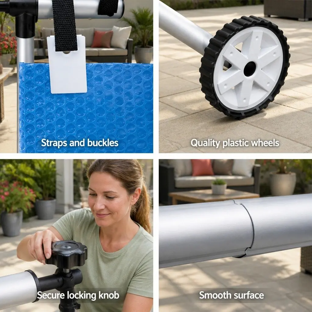 Pool Cover 500 Micron Blue 10x4m with Aluminium Roller Kit