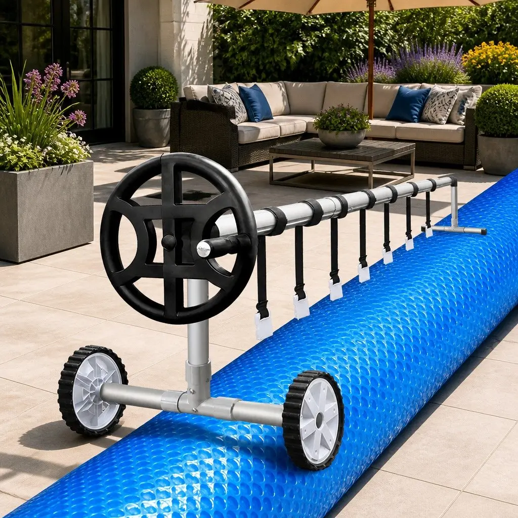 Pool Cover 500 Micron Blue 10x4m with Aluminium Roller Kit