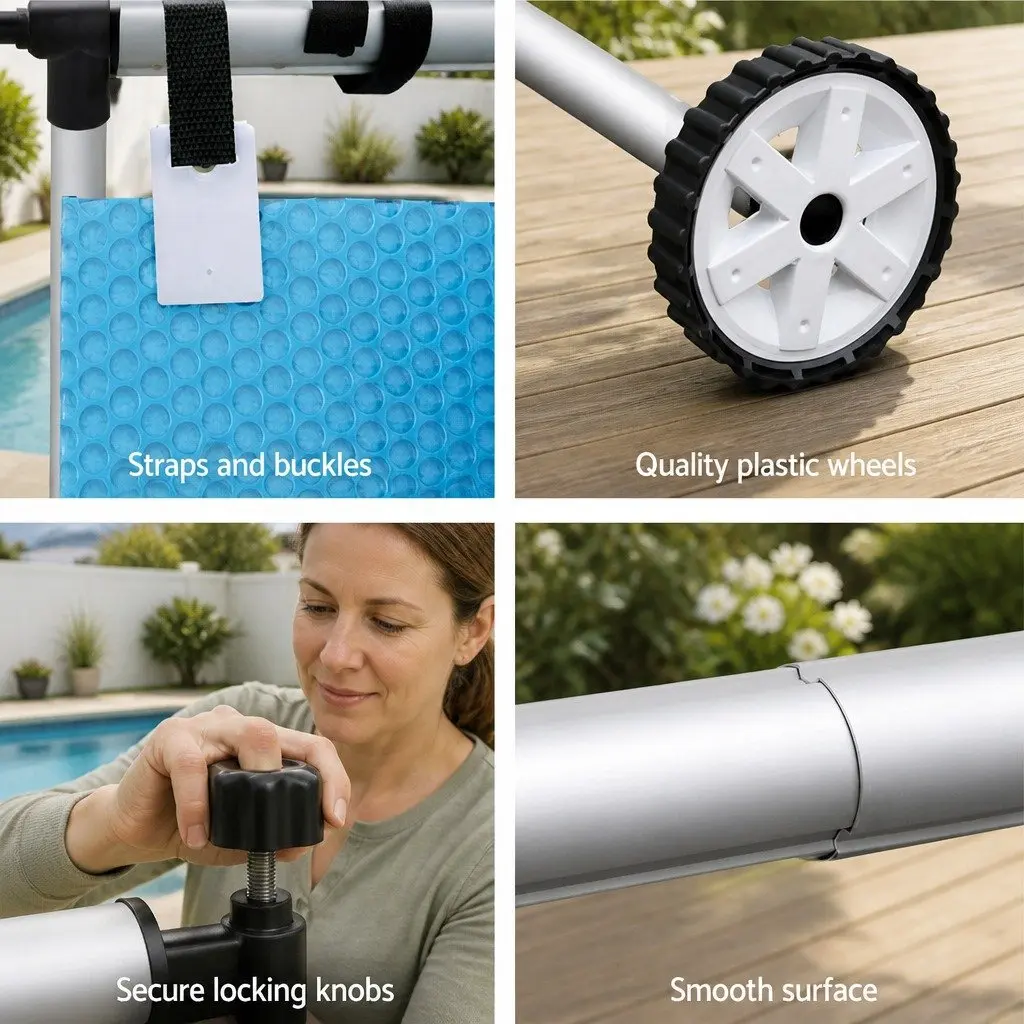Solar Pool Cover 500 Micron Blue 10x4m with Adjustable Aluminium Roller for Swimming Pool