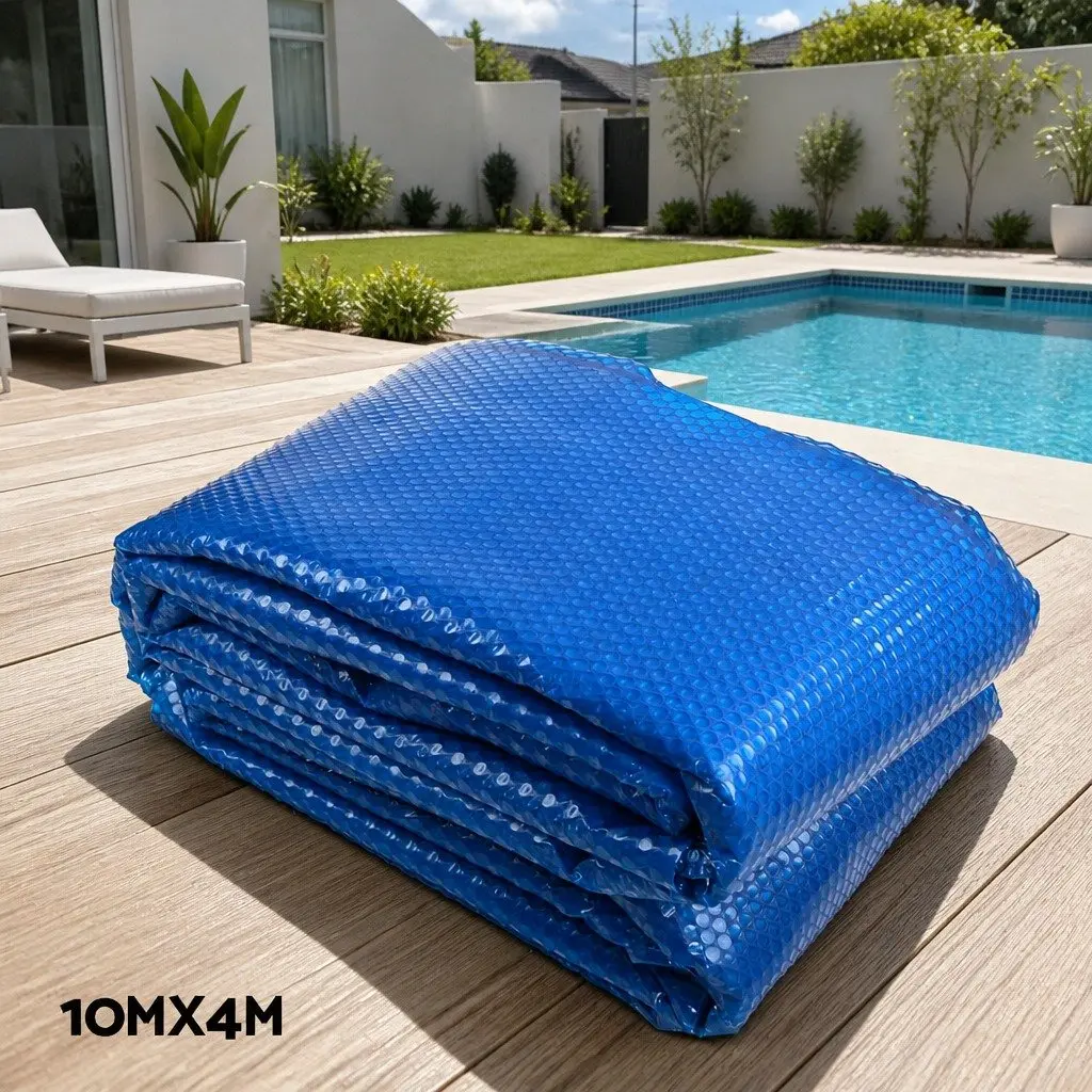 Pool Cover 10x4m 500 Micron Solar Blanket Blue with Aluminium Roller System Portable