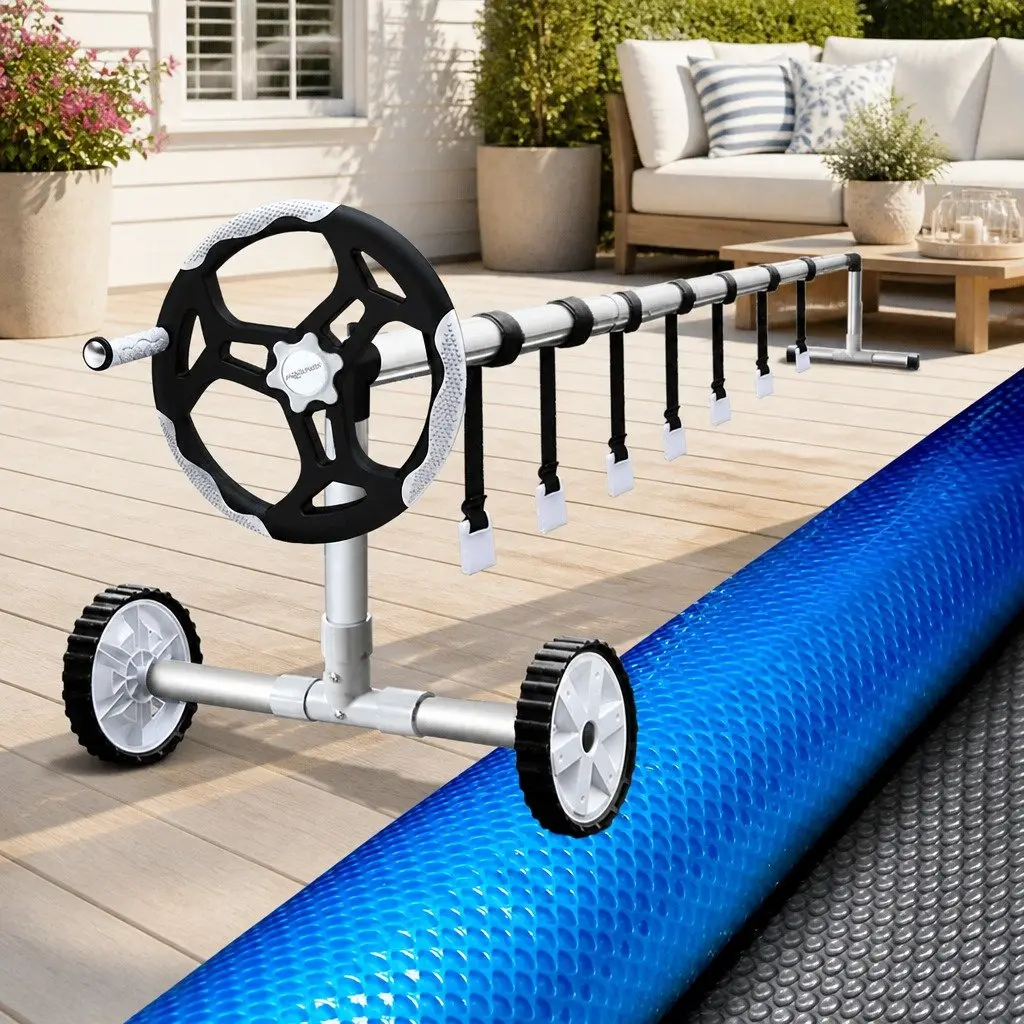 Pool Cover 10x4m 500 Micron Solar Blanket Blue with Aluminium Roller System Portable