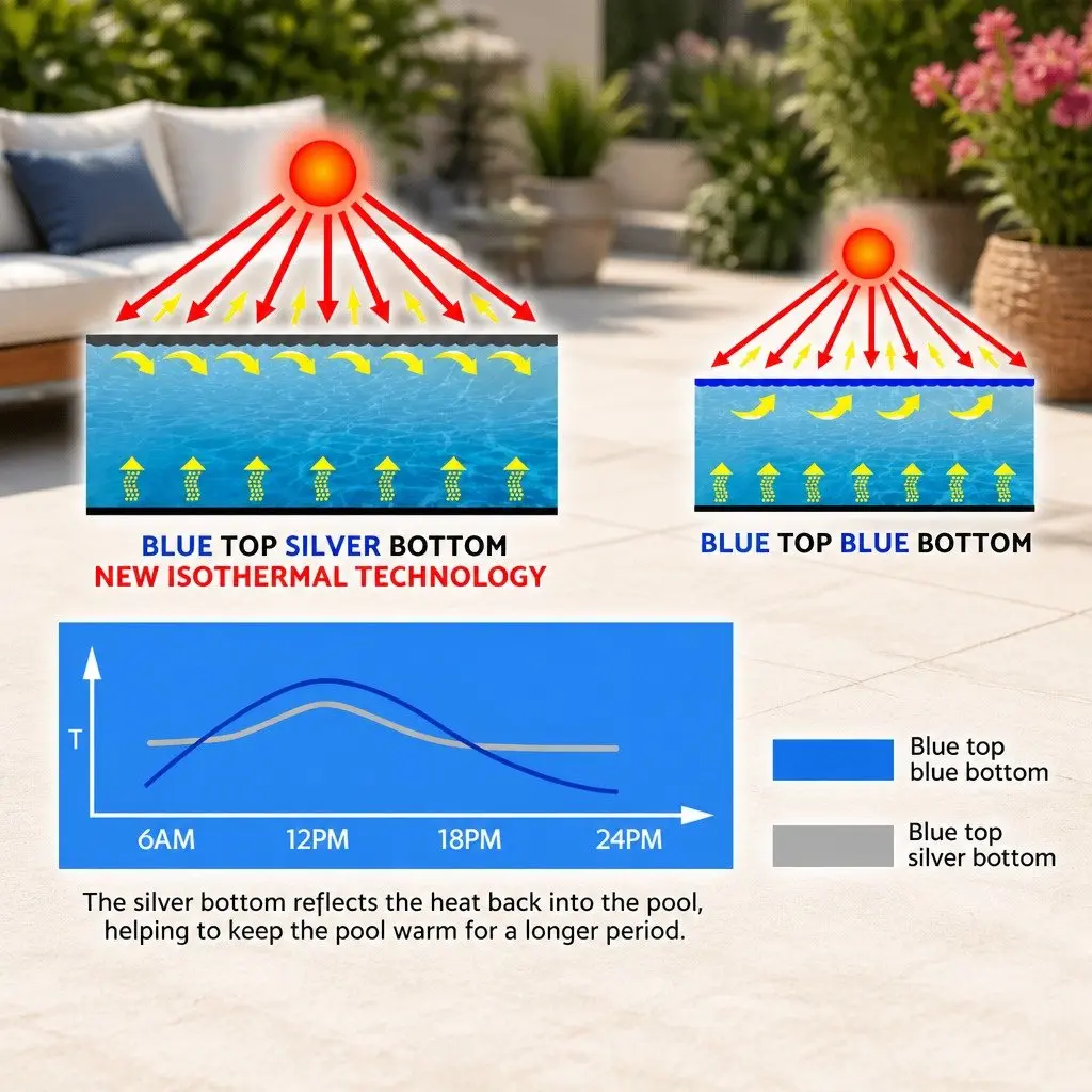 Solar Pool Cover 10x4m 500 Micron Bubble Swimming Pool Blanket Blue Silver