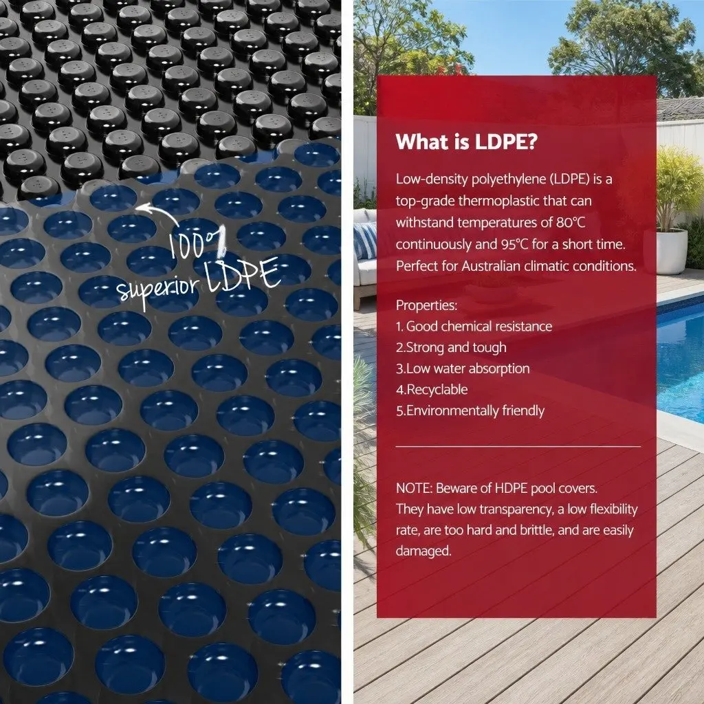 Pool Cover 10x4m 600 Micron Solar Blanket with Aluminium Roller Blue Top Black Underside