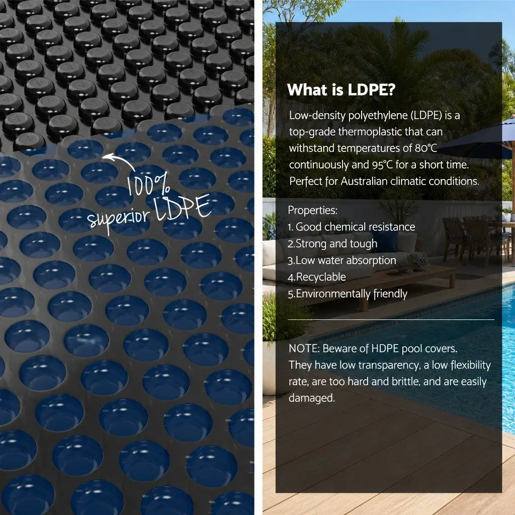 Pool Cover Solar Blanket Blue Black 10x4m 600 Micron Bubble Heat Retention