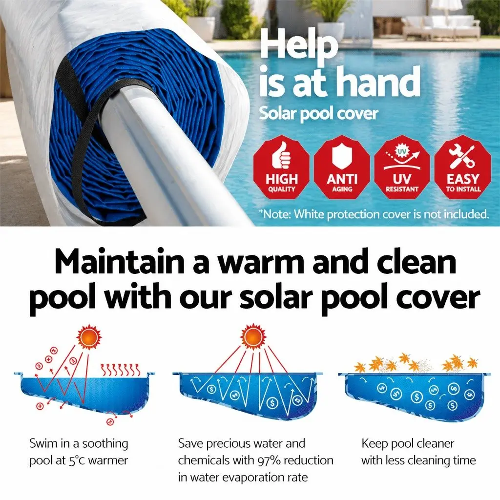 Pool Cover 500 Micron 10.5x4.2m Blue with Aluminium Roller Kit
